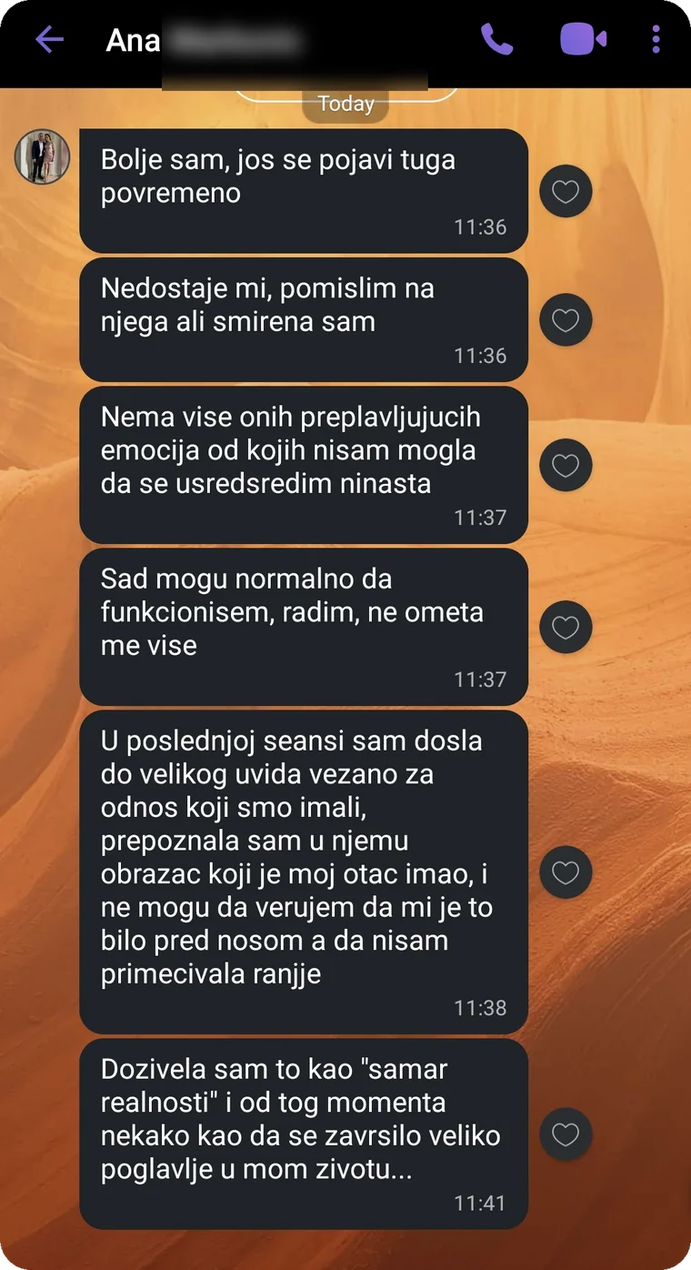 WhatsApp iskustvo polaznice nakon raskida